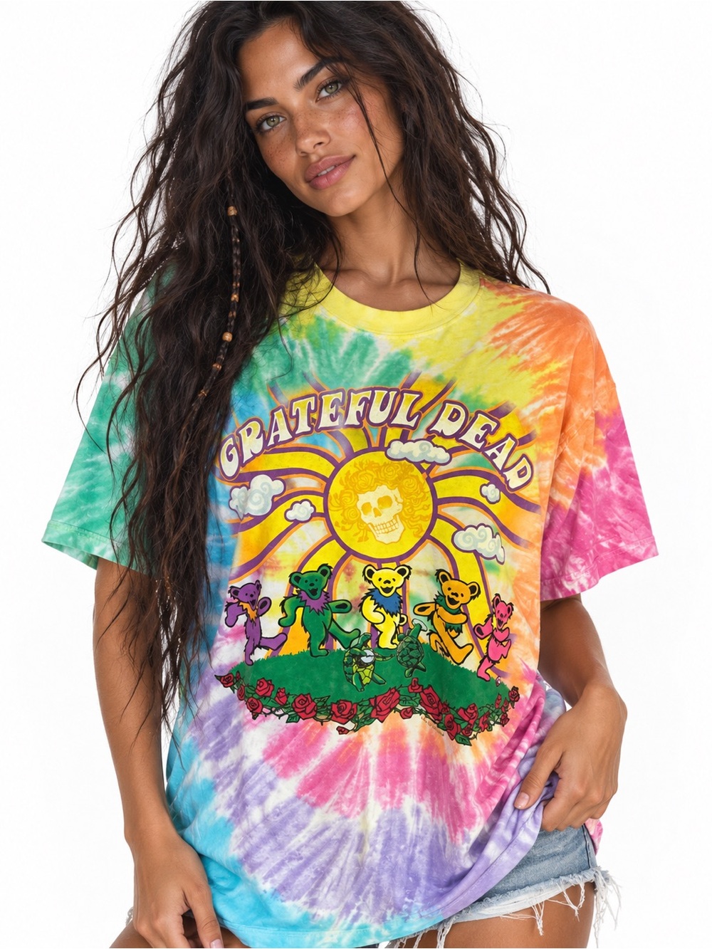 Liquid Blue Grateful Dead Sunshine Dancing Bears Tie Dye T Shirt Large L